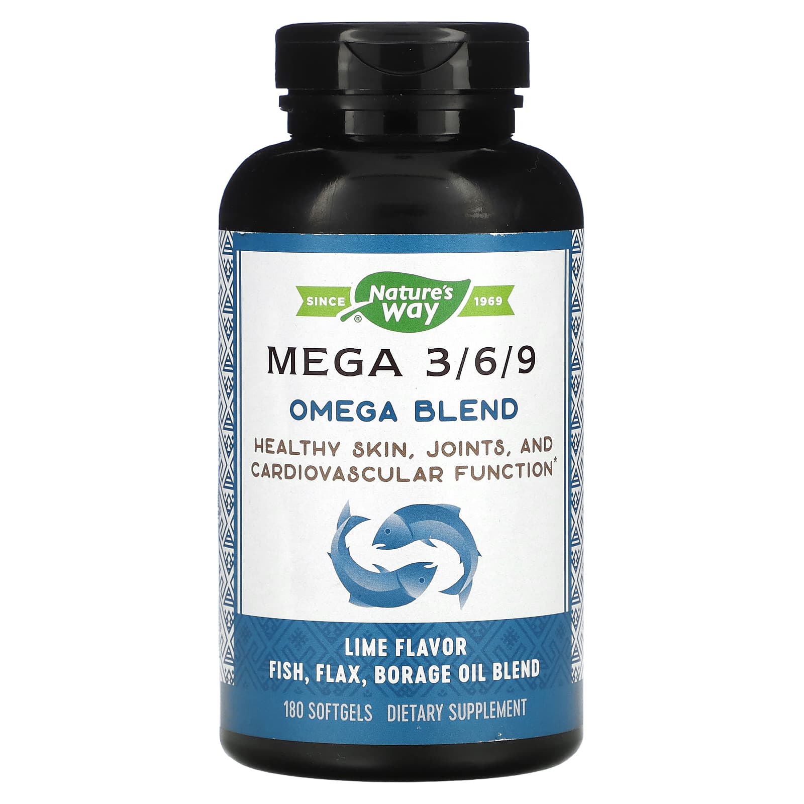 Nature’s Way, Mega 3/6/9 Omega Blend Lime Flavor, 180 Softgels - 033674154410 | Hilife Vitamins