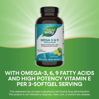 Nature’s Way, Mega 3/6/9, Omega Blend, Lime Flavored, 180 Softgels UPC 033674154410 | Hilife Vitamins