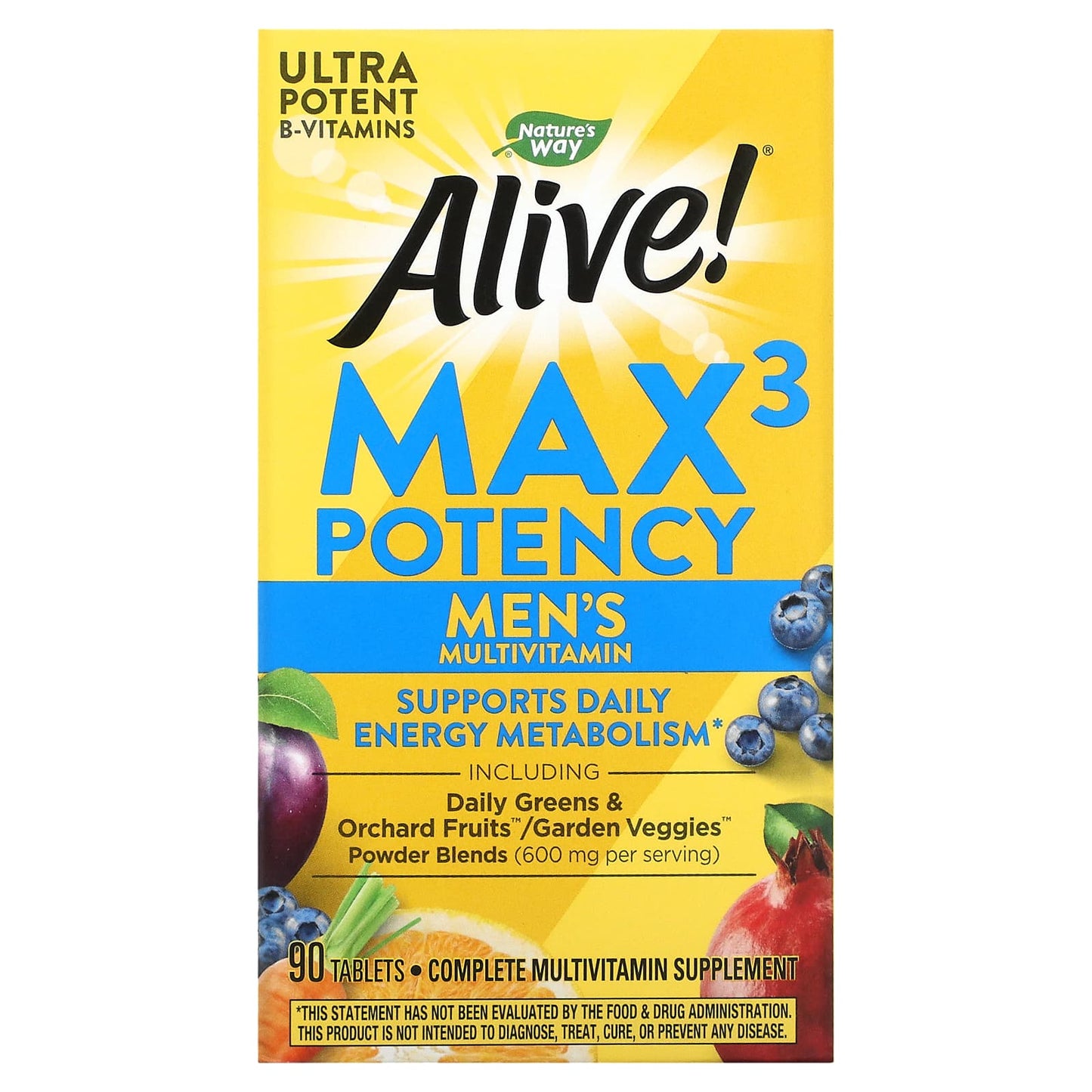 Nature’s Way, Alive! Max3 Potency, Men's Multivitamin, 90 Tablets - 033674155424 | Hilife Vitamins