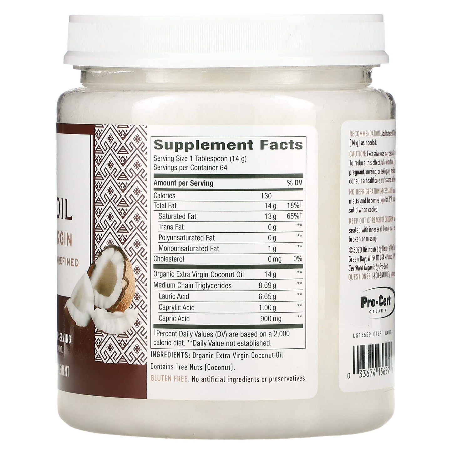 Nature’s Way, Organic Coconut Oil, 32 Oz UPC 033674156599 | Hilife Vitamins