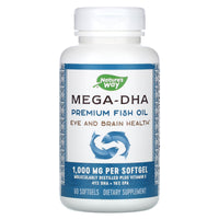 Nature’s Way, Mega-DHA Premium Fish Oil, 1,000 mg, 60 Softgels UPC 033674156827 | Hilife Vitamins