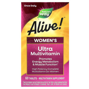 Nature’s Way, Alive! Once Daily, Women's Ultra Potency Complete Multivitamin, 60 Tablets - 033674156865 | Hilife Vitamins