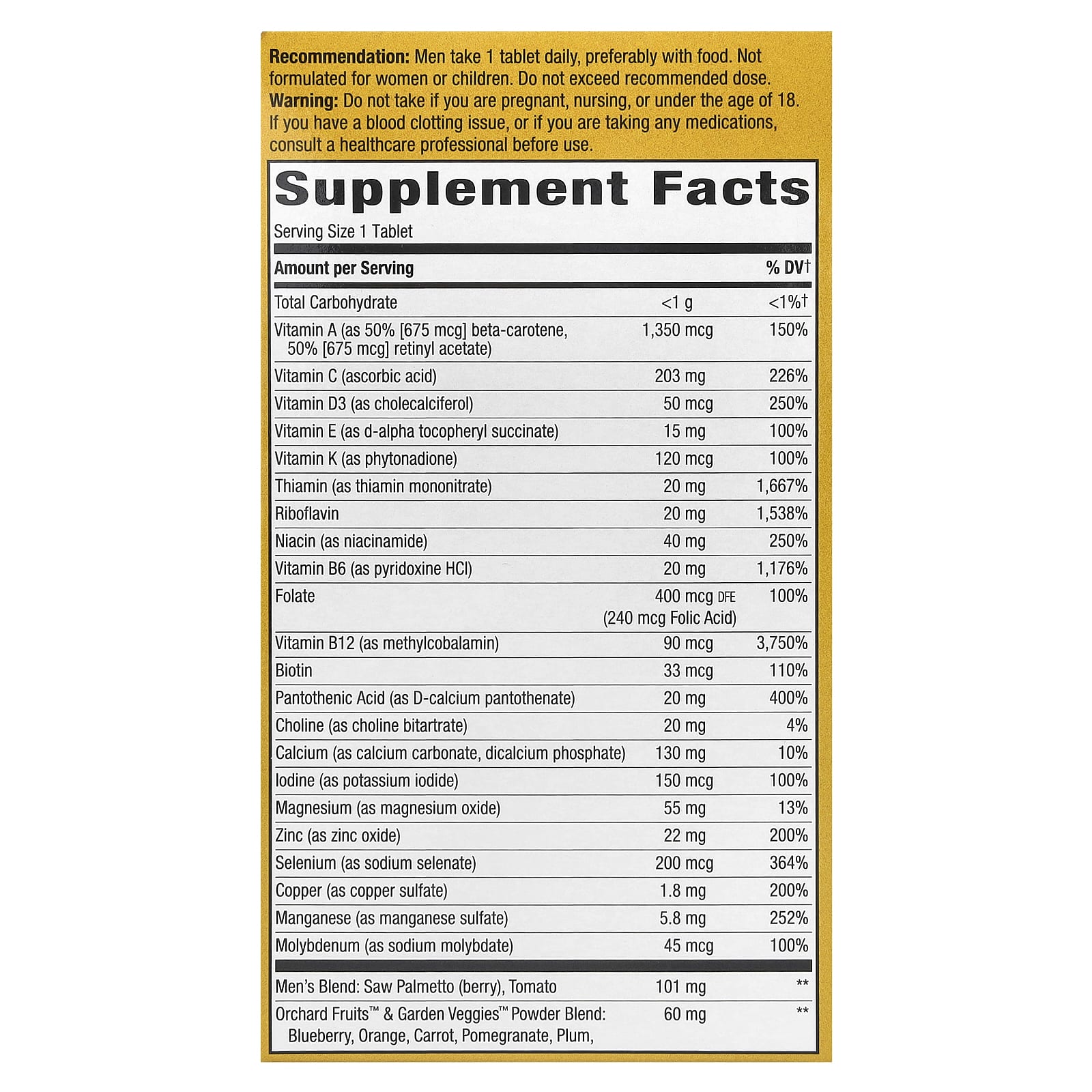 Nature’s Way, Alive! Men's 50+ Ultra Multivitamin, 60 Tablets UPC 033674156919 | Hilife Vitamins