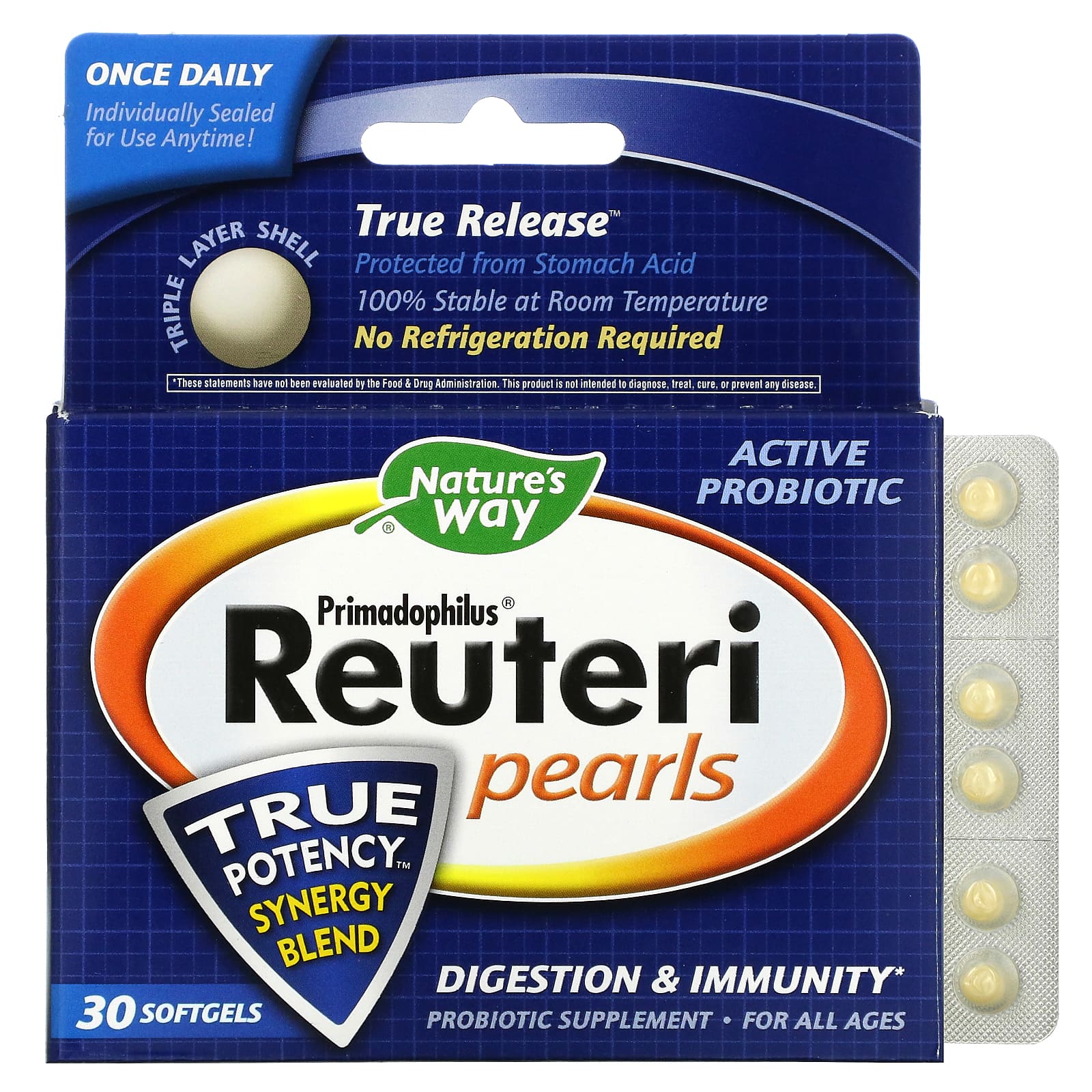 Nature’s Way, Primadophilus Reuteri Pearls, 30 Softgels UPC 033674157527 | Hilife Vitamins