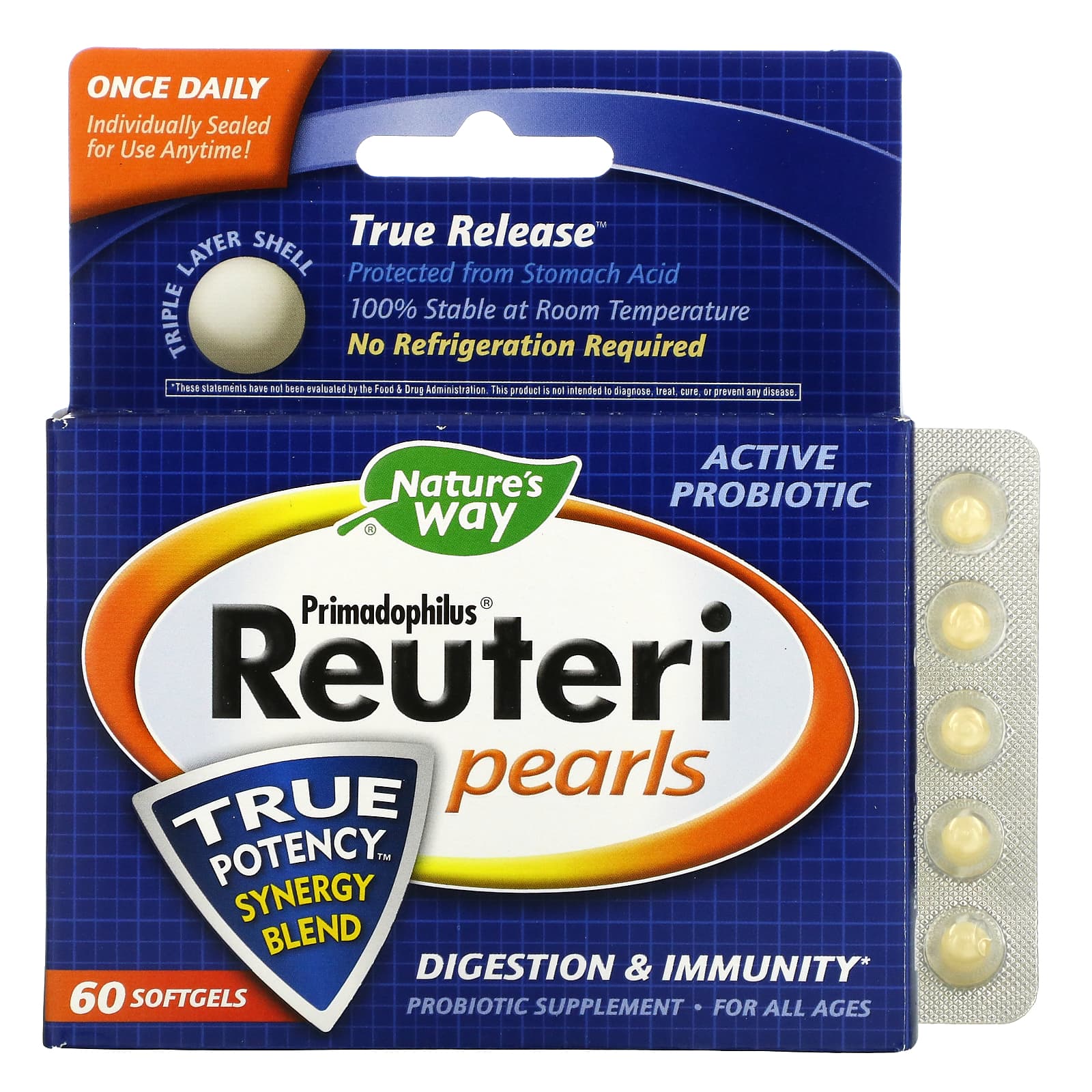 Nature’s Way, Primadophilus Reuteri Pearls, 60 Softgels UPC 033674157701 | Hilife Vitamins