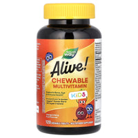 Nature’s Way, Alive! Kid's Chewable Multivitamin, Orange & Berry, 120 Chewable Tablets UPC 033674157862 | Hilife Vitamins