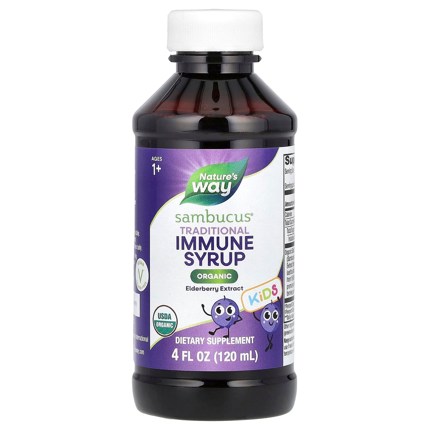 Nature’s Way, Kids Sambucus®, Organic Traditional Immune Syrup, Ages 1+, 4 fl oz (120 ml) UPC 033674157978 | Hilife Vitamins