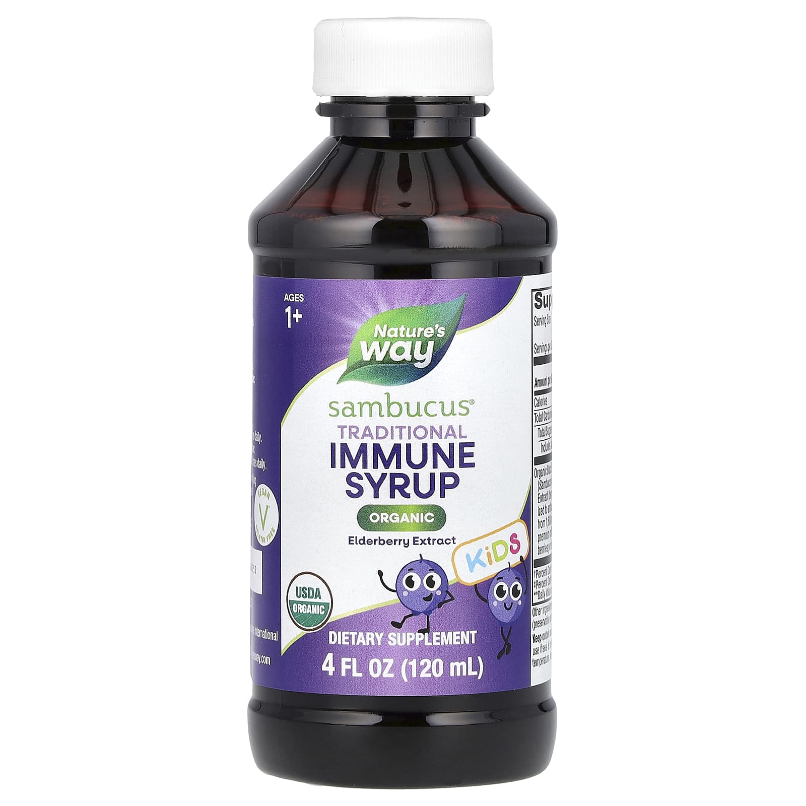 Nature’s Way, Kids Sambucus®, Organic Traditional Immune Syrup, Ages 1+, 4 fl oz (120 ml) UPC 033674157978 | Hilife Vitamins