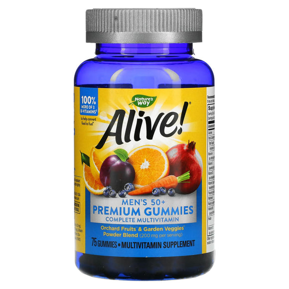 Nature’s Way, Alive! Men's 50+ Gummy Multi Vitamin, 75 Gummies - 033674158982 | Hilife Vitamins