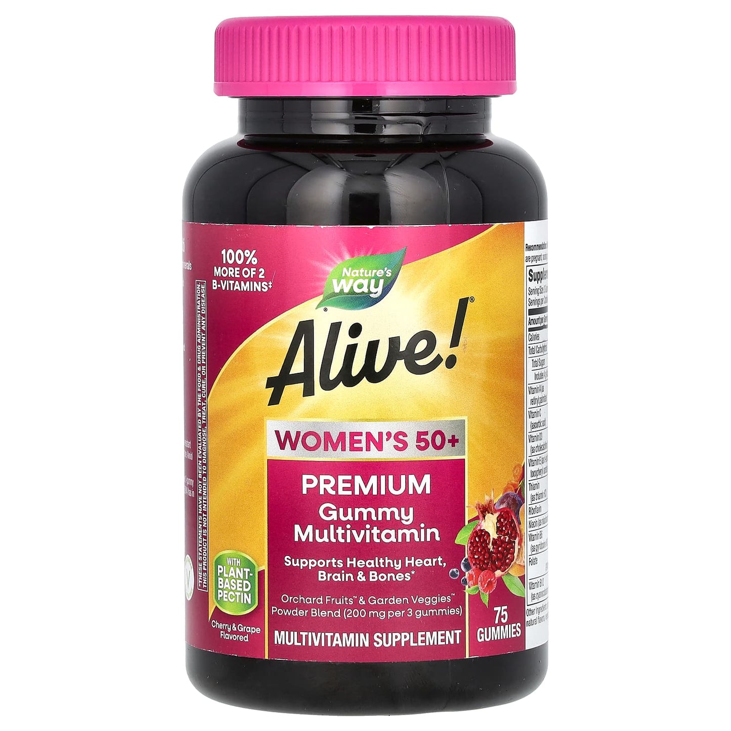 Nature’s Way, Alive! Women's 50+ Premium Gummies Multivitamin, Cherry & Grape, 75 Gummies UPC 033674158999 | Hilife Vitamins