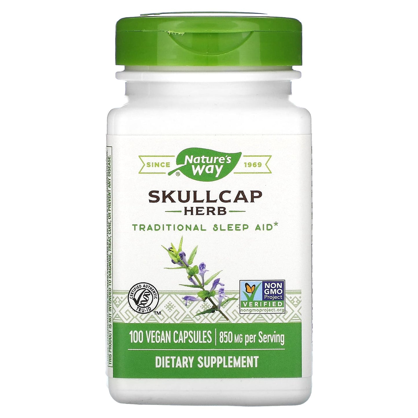 Nature’s Way, Scullcap, 100 Vegetarian Capsules UPC 033674169001 | Hilife Vitamins