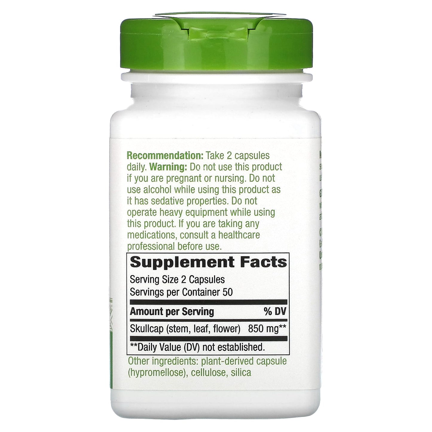 Nature’s Way, Scullcap, 100 Vegetarian Capsules UPC 033674169001 | Hilife Vitamins