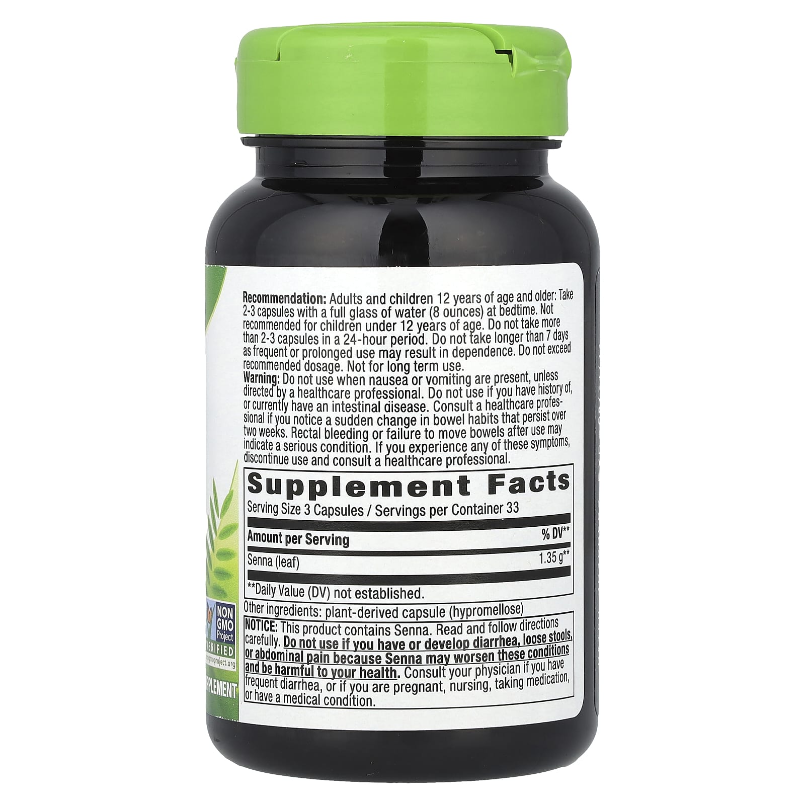 Nature’s Way, Senna Leaves, 100 Vegetarian Capsules UPC 033674170007 | Hilife Vitamins