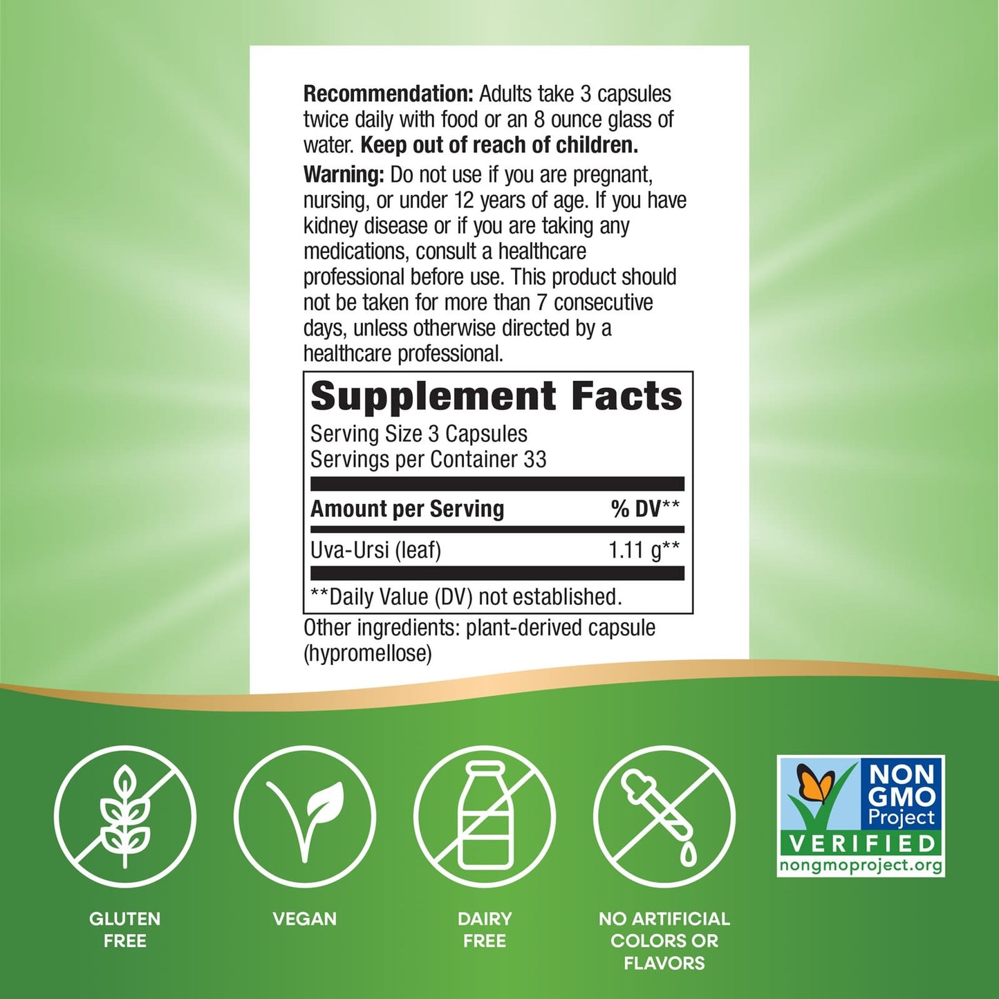 Nature’s Way, Uva Ursi, 100 Vegetarian Capsules UPC 033674176009 | Hilife Vitamins