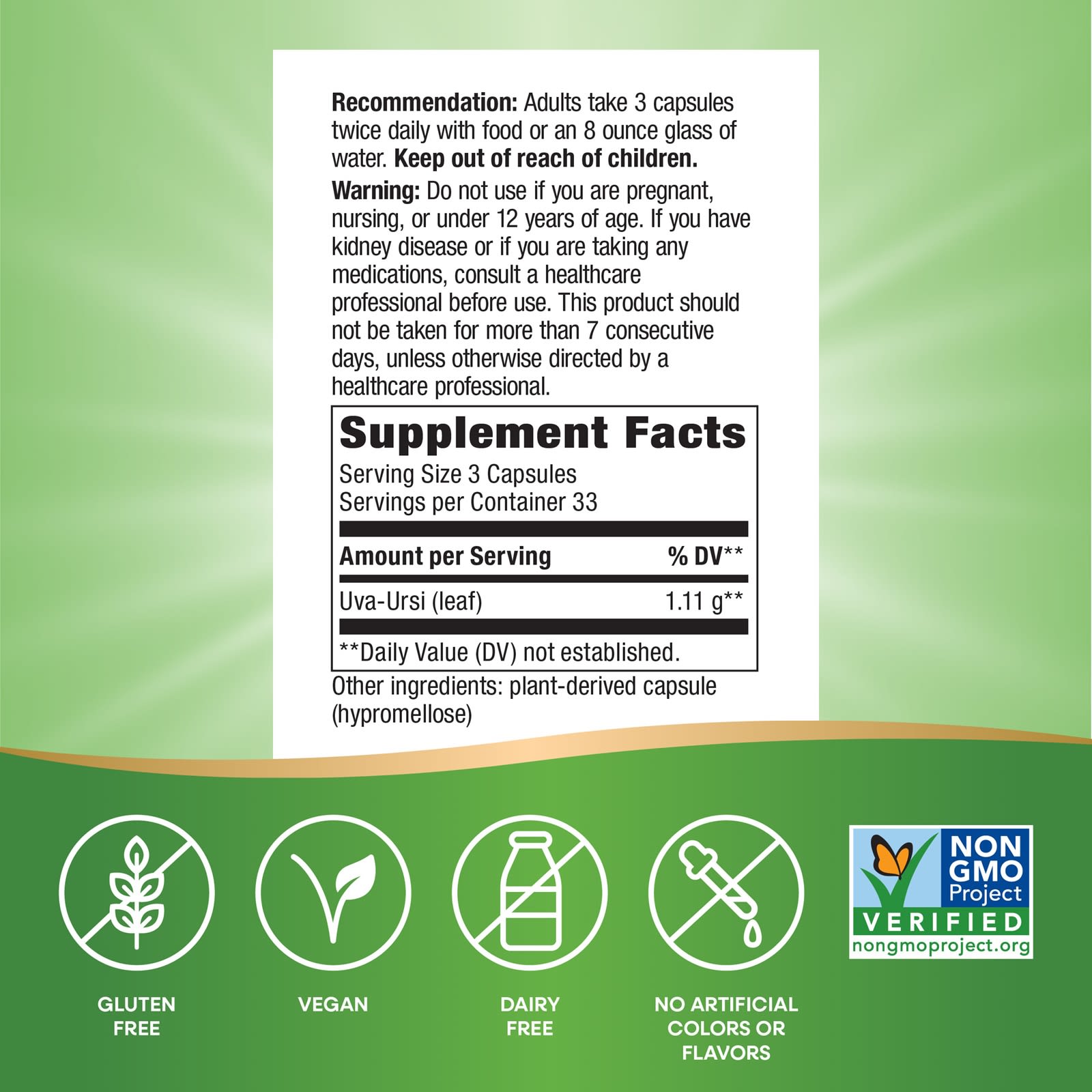 Nature’s Way, Uva Ursi, 100 Vegetarian Capsules UPC 033674176009 | Hilife Vitamins