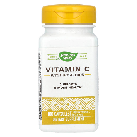 Nature’s Way, Vitamin C 500 w/Rose Hips, 100 Capsules - 033674403105 | Hilife Vitamins