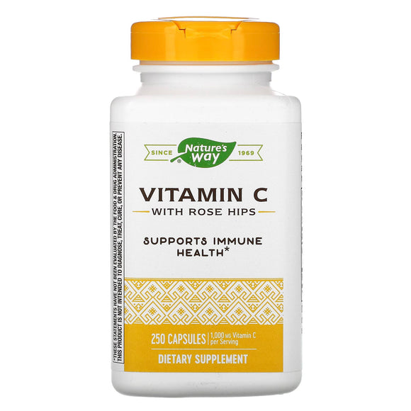 Nature’s Way, Vitamin C 500 With Rose Hips, 250 Capsules - 033674403112 | Hilife Vitamins
