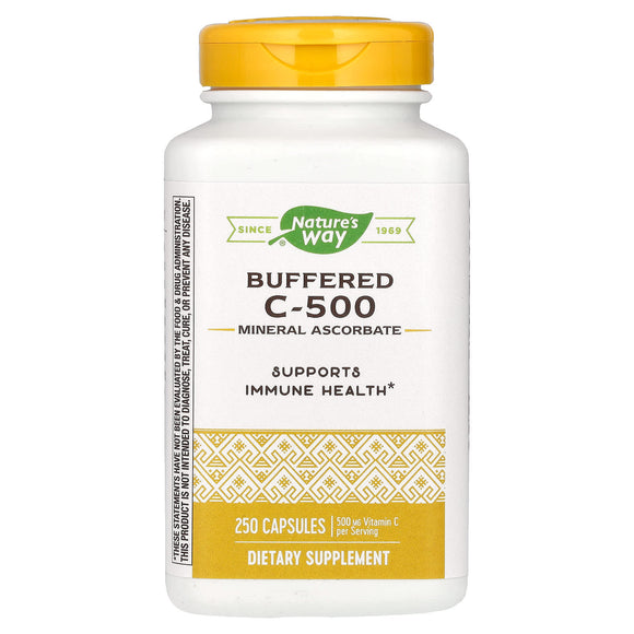 Nature’s Way, Vitamin C 500 Ascorbate Buffered, 250 Capsules - 033674403211 | Hilife Vitamins