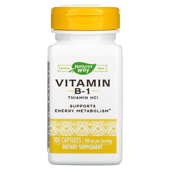 Nature’s Way, Vitamin B-1 100 mg, 100 Capsules - 033674404119 | Hilife Vitamins