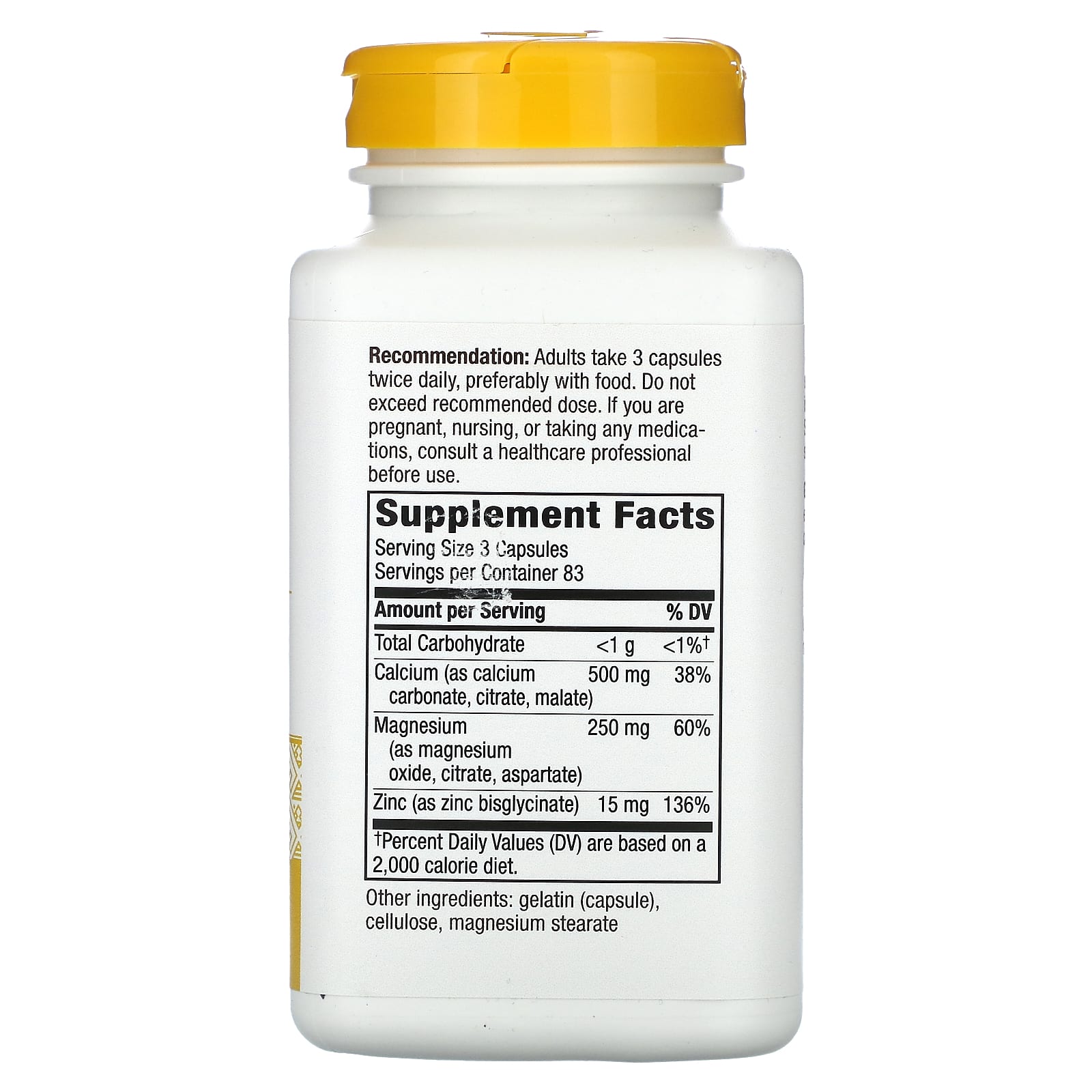 Nature’s Way, Calcium Magnesium & Zinc, 250 Capsules UPC 033674414118 | Hilife Vitamins