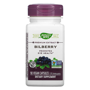 Nature’s Way, Bilberry Standardized Extract, 90 Vegetarian Capsules - 033674605103 | Hilife Vitamins