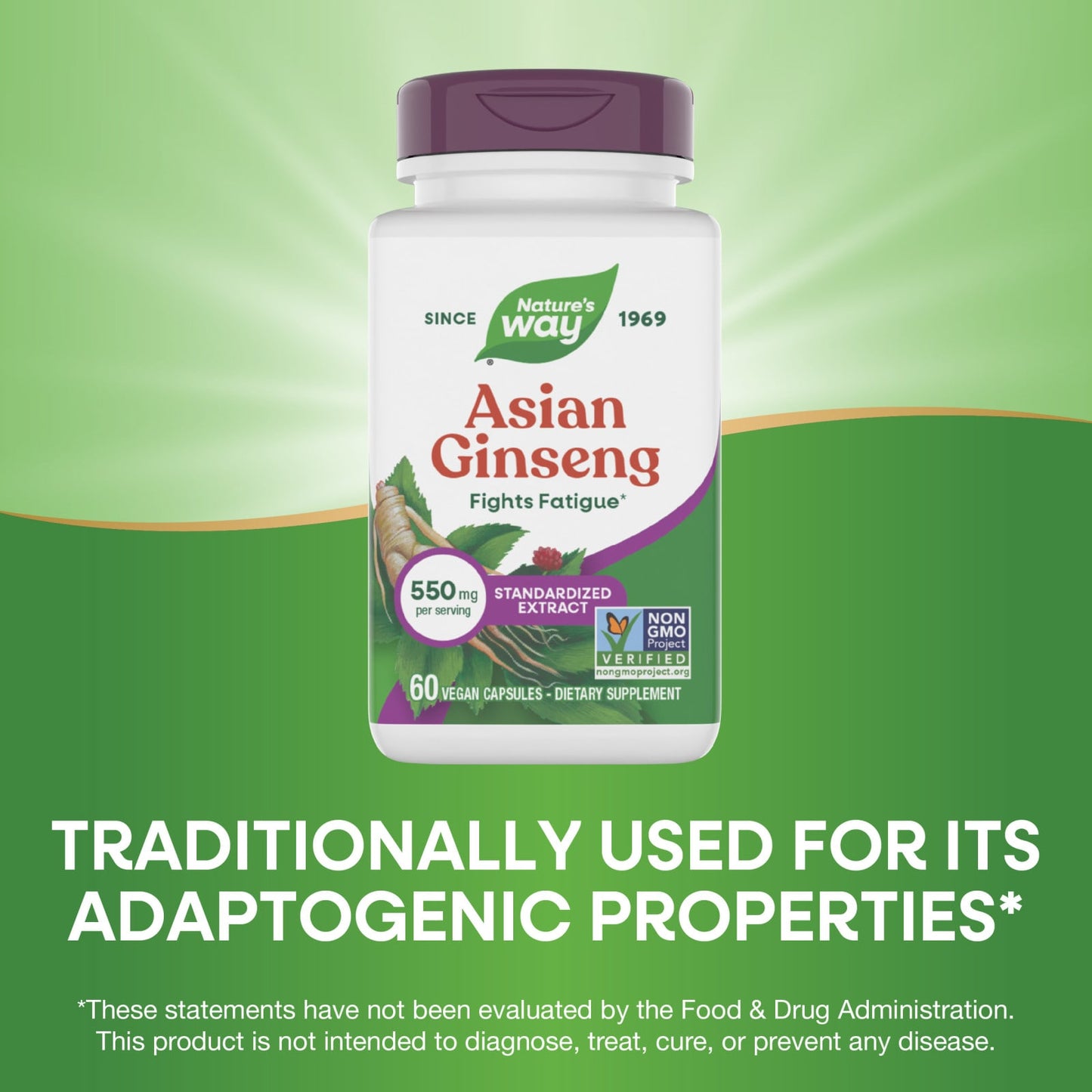Nature’s Way, Ginseng Asian Standardized Extract, 60 Vegetarian Capsules UPC 033674617007 | Hilife Vitamins