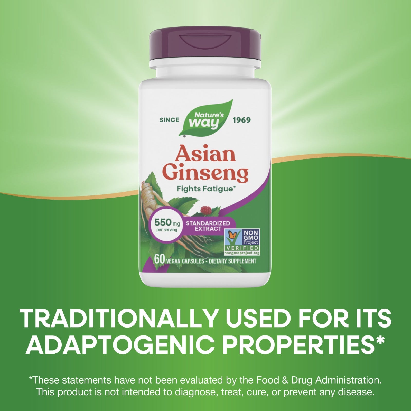 Nature’s Way, Ginseng Asian Standardized Extract, 60 Vegetarian Capsules UPC 033674617007 | Hilife Vitamins