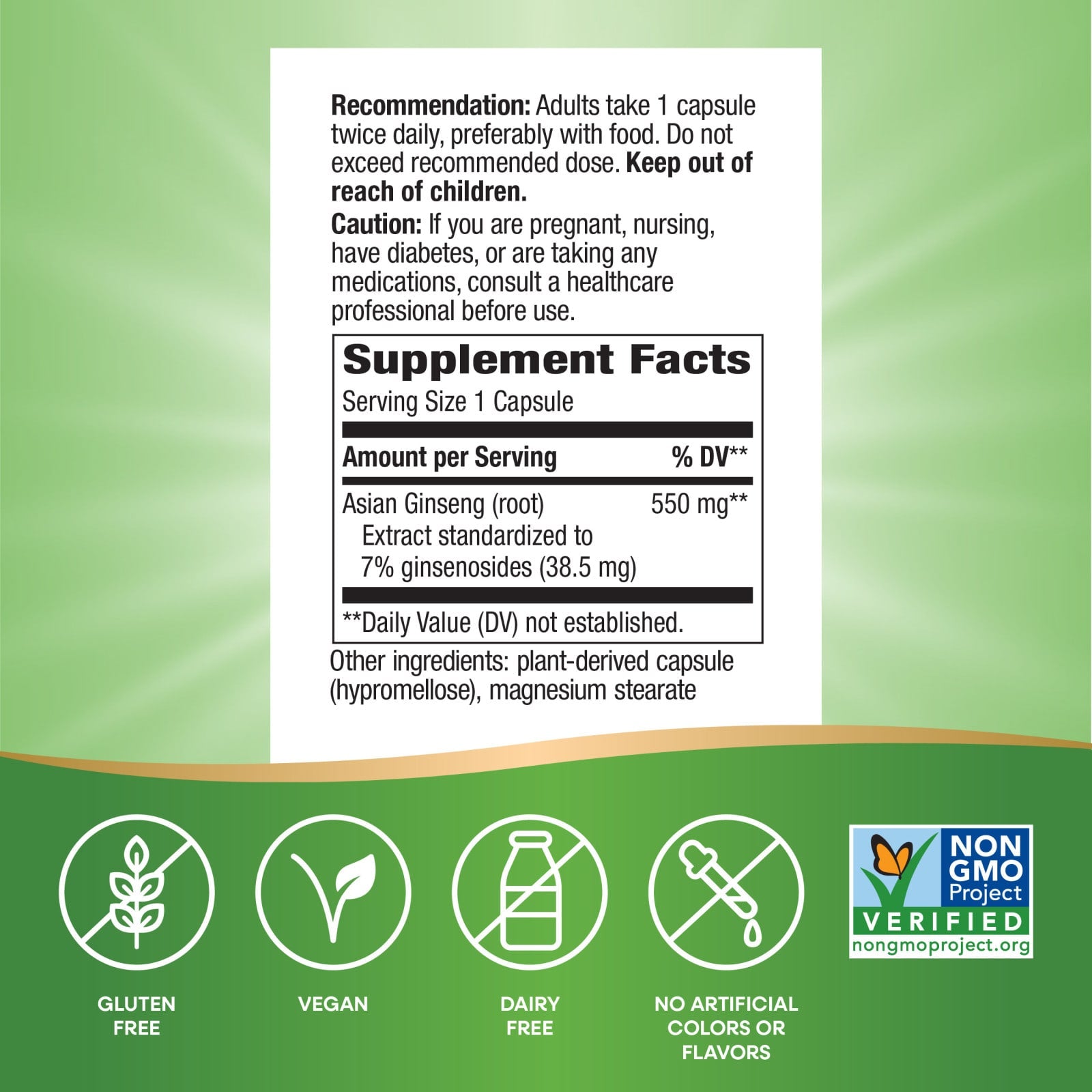 Nature’s Way, Ginseng Asian Standardized Extract, 60 Vegetarian Capsules UPC 033674617007 | Hilife Vitamins