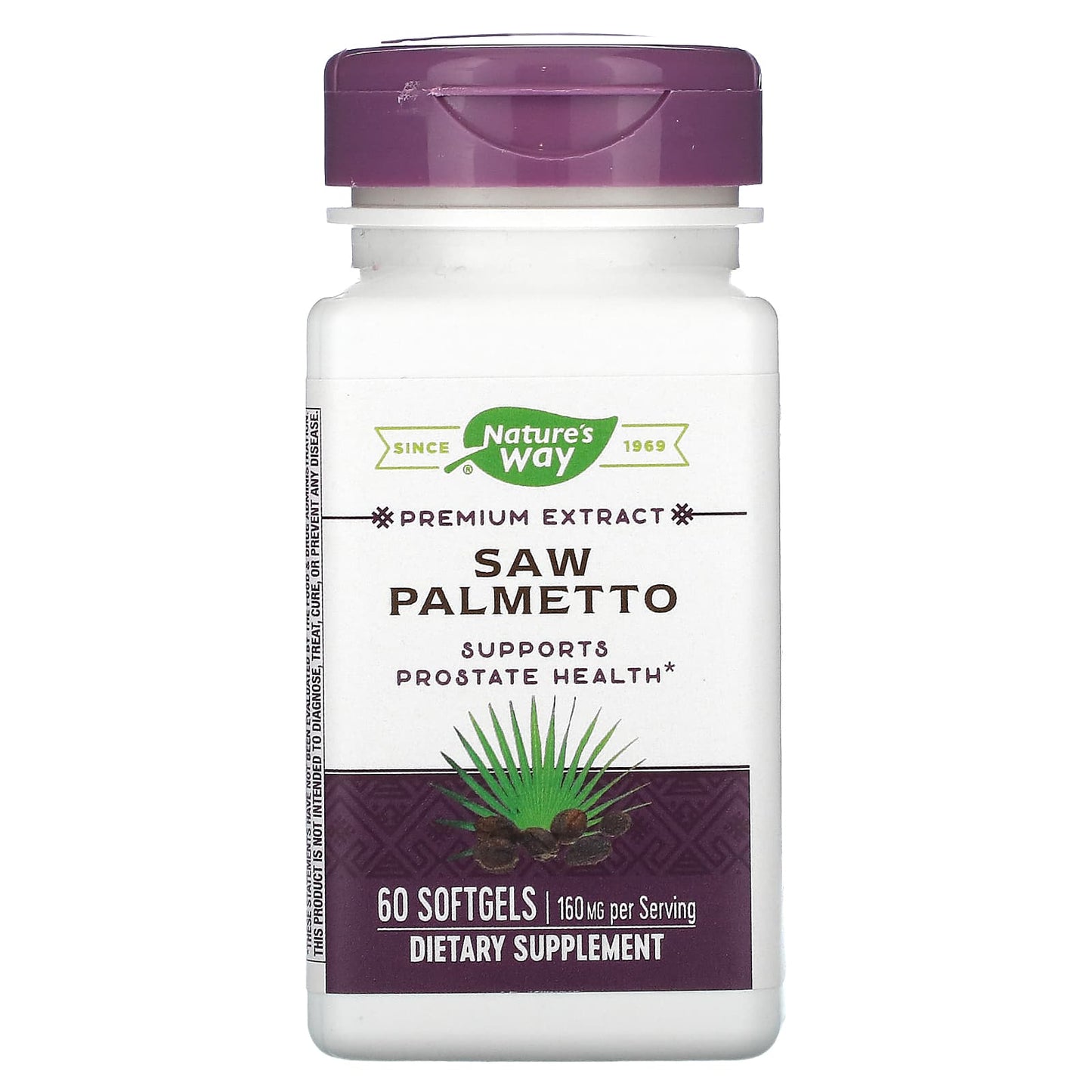 Nature’s Way, Saw Palmetto Standardized Extract, 60 Softgels UPC 033674628003 | Hilife Vitamins