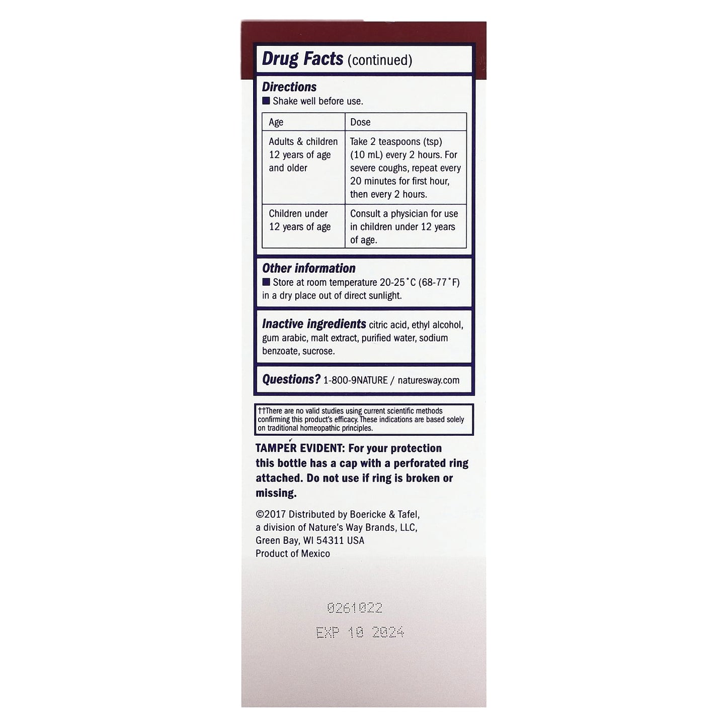 Nature’s Way, Cough & Bronchial Syrup, 8 Oz Syrup UPC 308079002940 | Hilife Vitamins