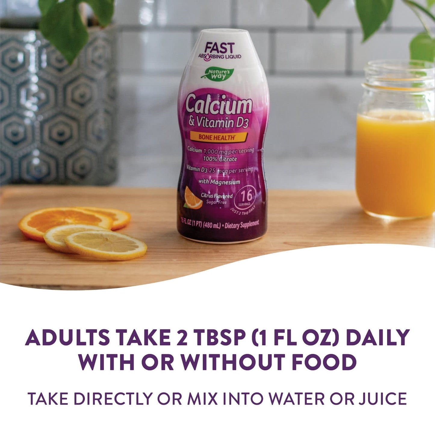 Nature’s Way, Calcium & Vitamin D3, Citrus, 16 fl oz (480 ml) UPC 371401388166 | HiLife Vitamins