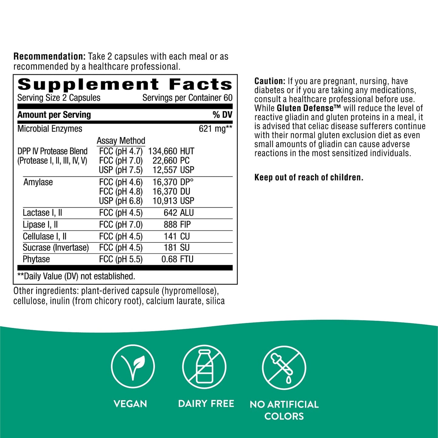 Nature’s Way, Gluten Defense Veg, 120 Vegetarian Capsules UPC 763948039524 | Hilife Vitamins