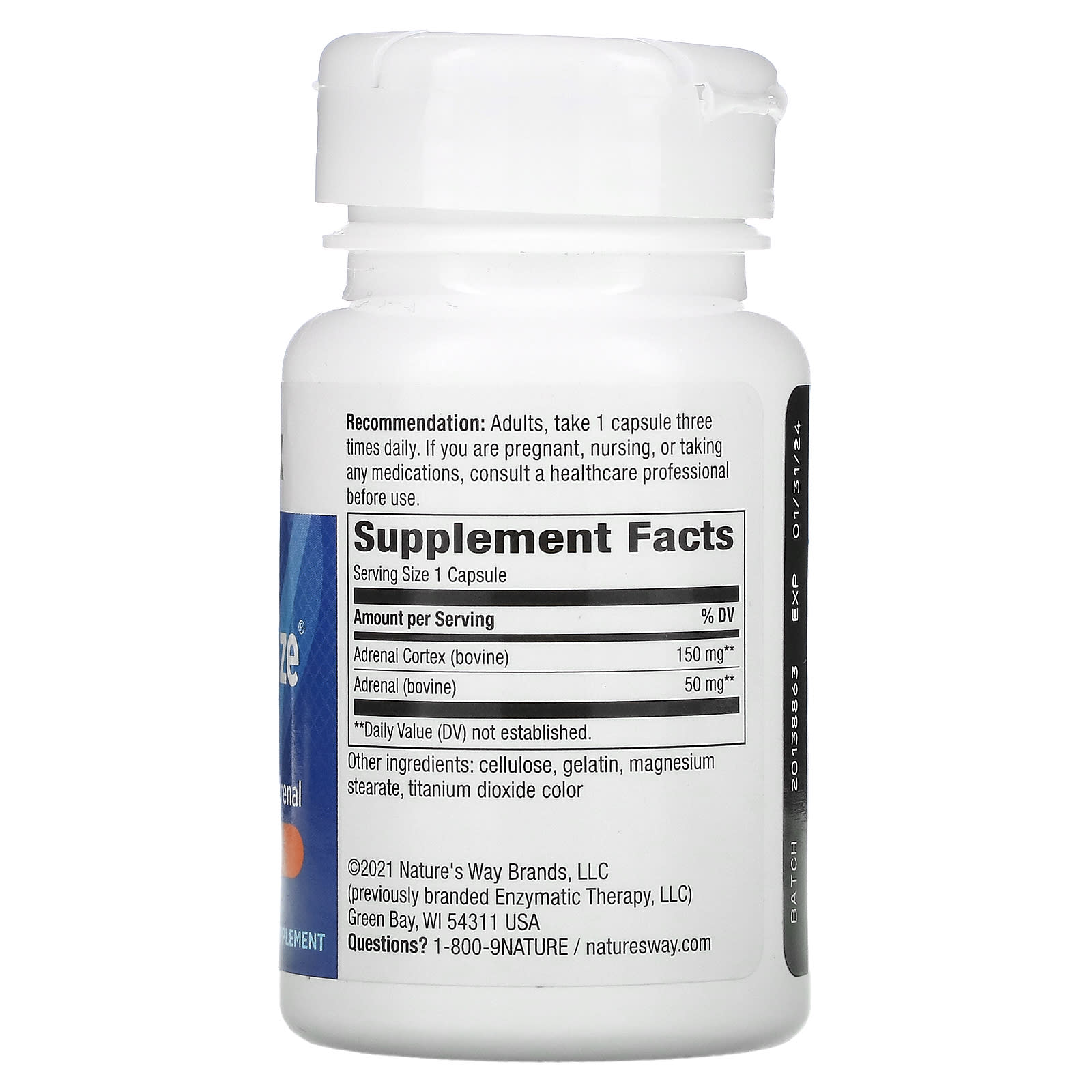 Nature’s Way, Adrenal-Cortex Adrenergize, 50 Capsules UPC 763948040858 | Hilife Vitamins