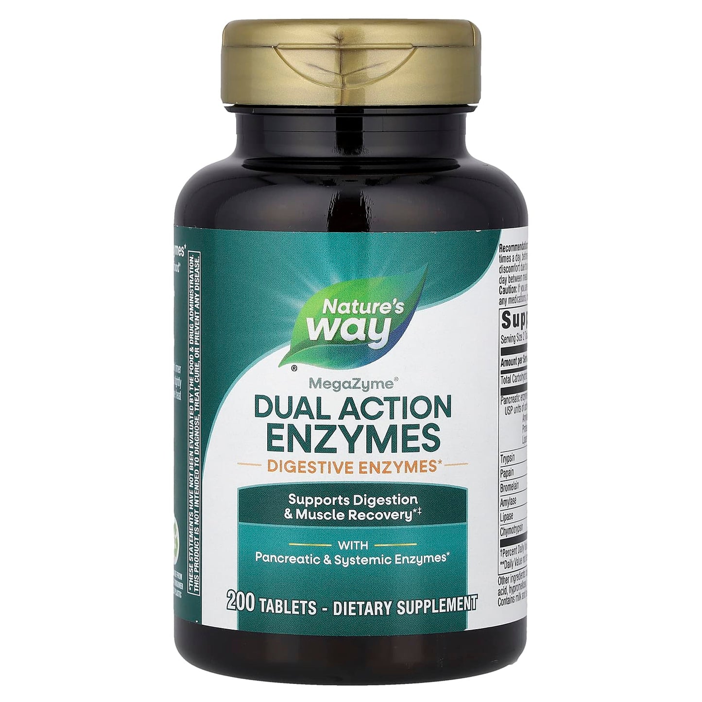 Nature’s Way, MegaZyme®, Dual Action Enzymes, 200 Tablets UPC 763948042500 | Hilife Vitamins