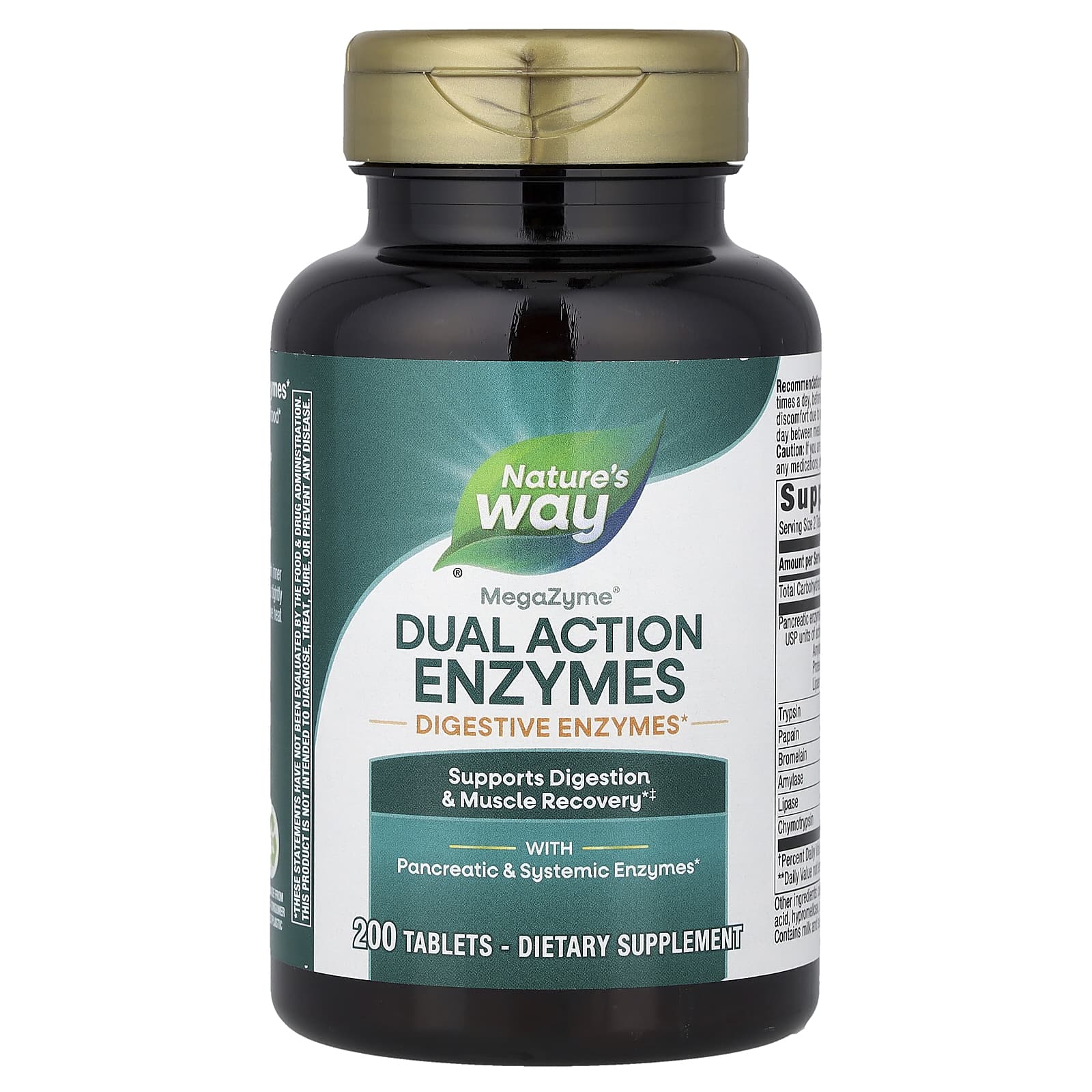 Nature’s Way, MegaZyme®, Dual Action Enzymes, 200 Tablets UPC 763948042500 | Hilife Vitamins