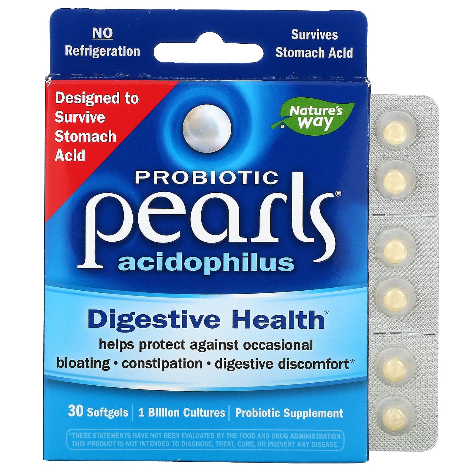 Nature’s Way, Probiotic Pearls Acidophilus, 1 Billion, 30 Softgels UPC 763948042937 | Hilife Vitamins