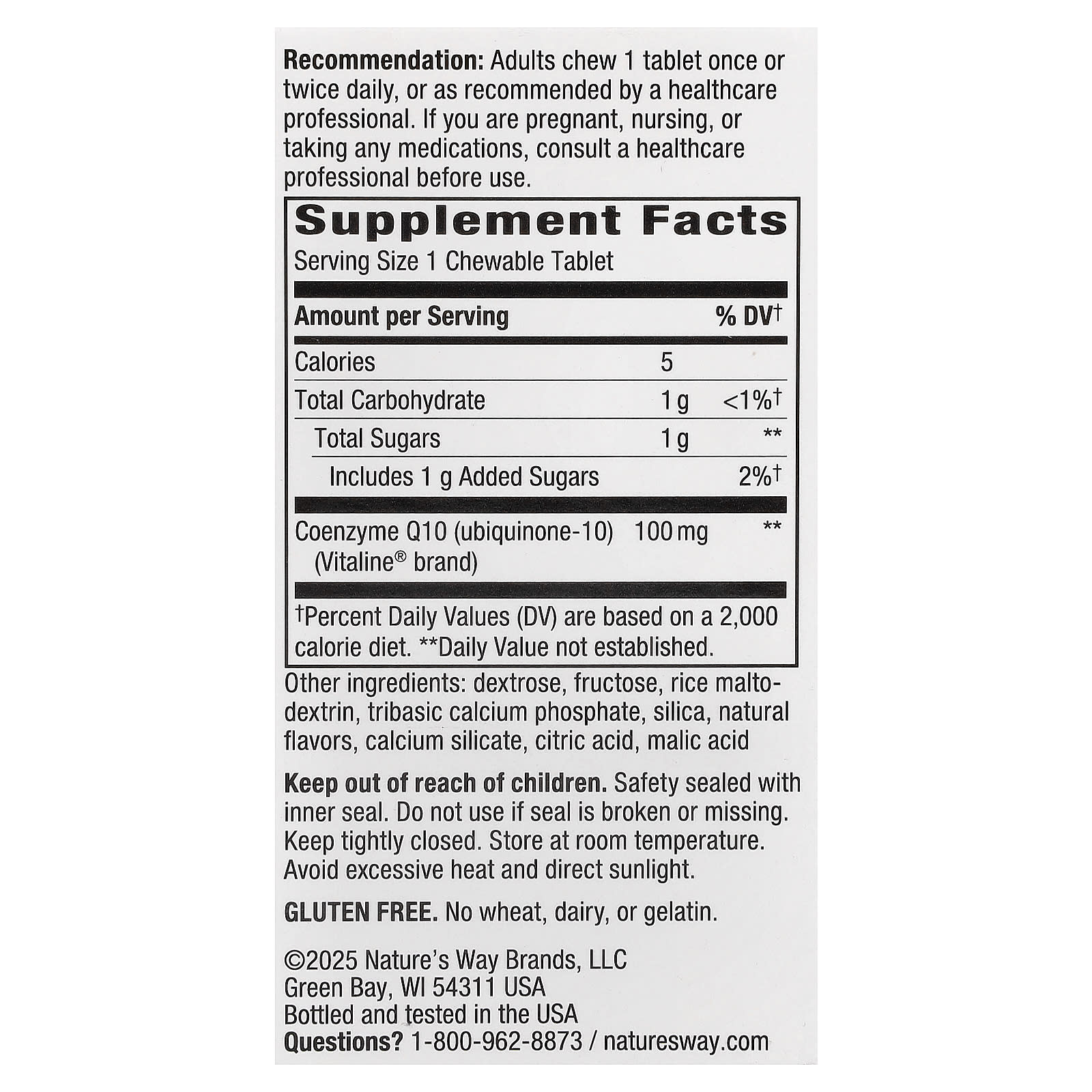 Nature’s Way, Smart Q10™ CoQ10, Tropical Fruit, 100 mg, 30 Chewable Tablets UPC 763948061136 | Hilife Vitamins
