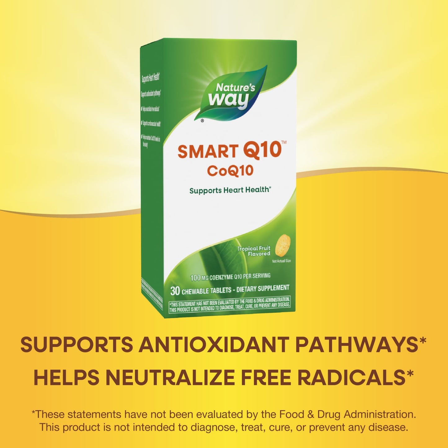 Nature’s Way, Smart Q10™ CoQ10, Tropical Fruit, 100 mg, 30 Chewable Tablets UPC 763948061136 | Hilife Vitamins