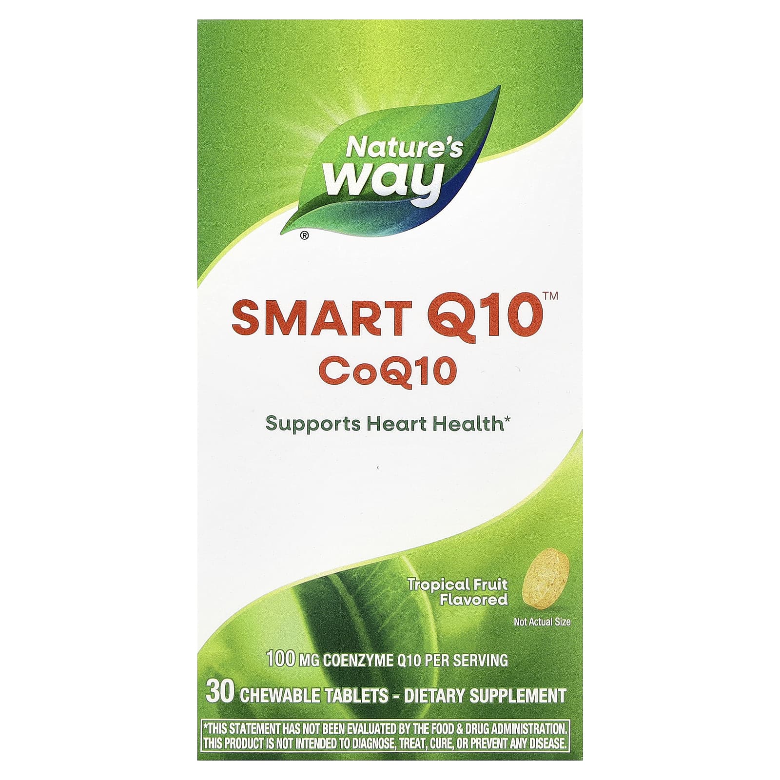 Nature’s Way, Smart Q10™ CoQ10, Tropical Fruit, 100 mg, 30 Chewable Tablets UPC 763948061136 | Hilife Vitamins