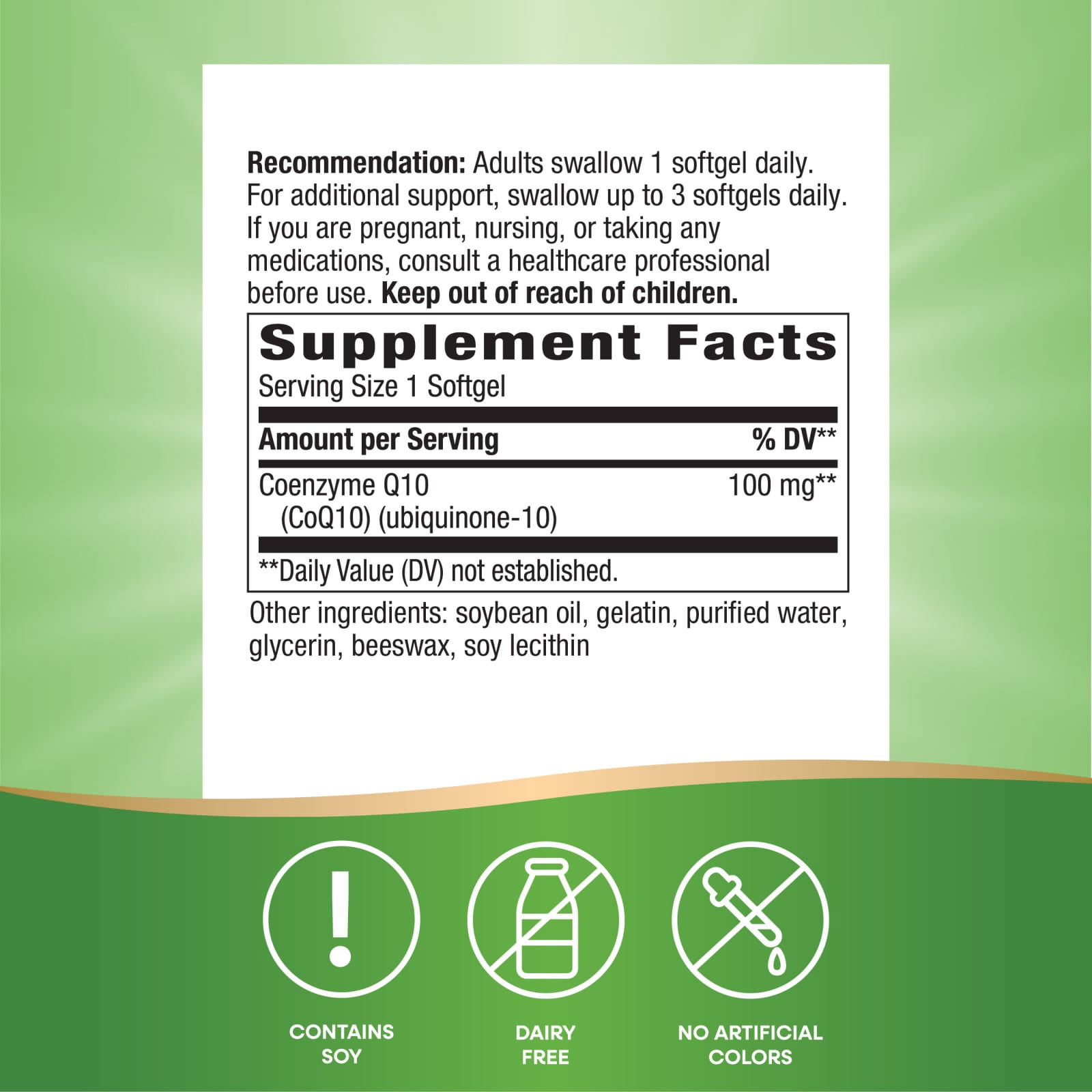 Nature’s Way, CoQ10 100mg, 120 Softgels UPC 763948062027 | Hilife Vitamins