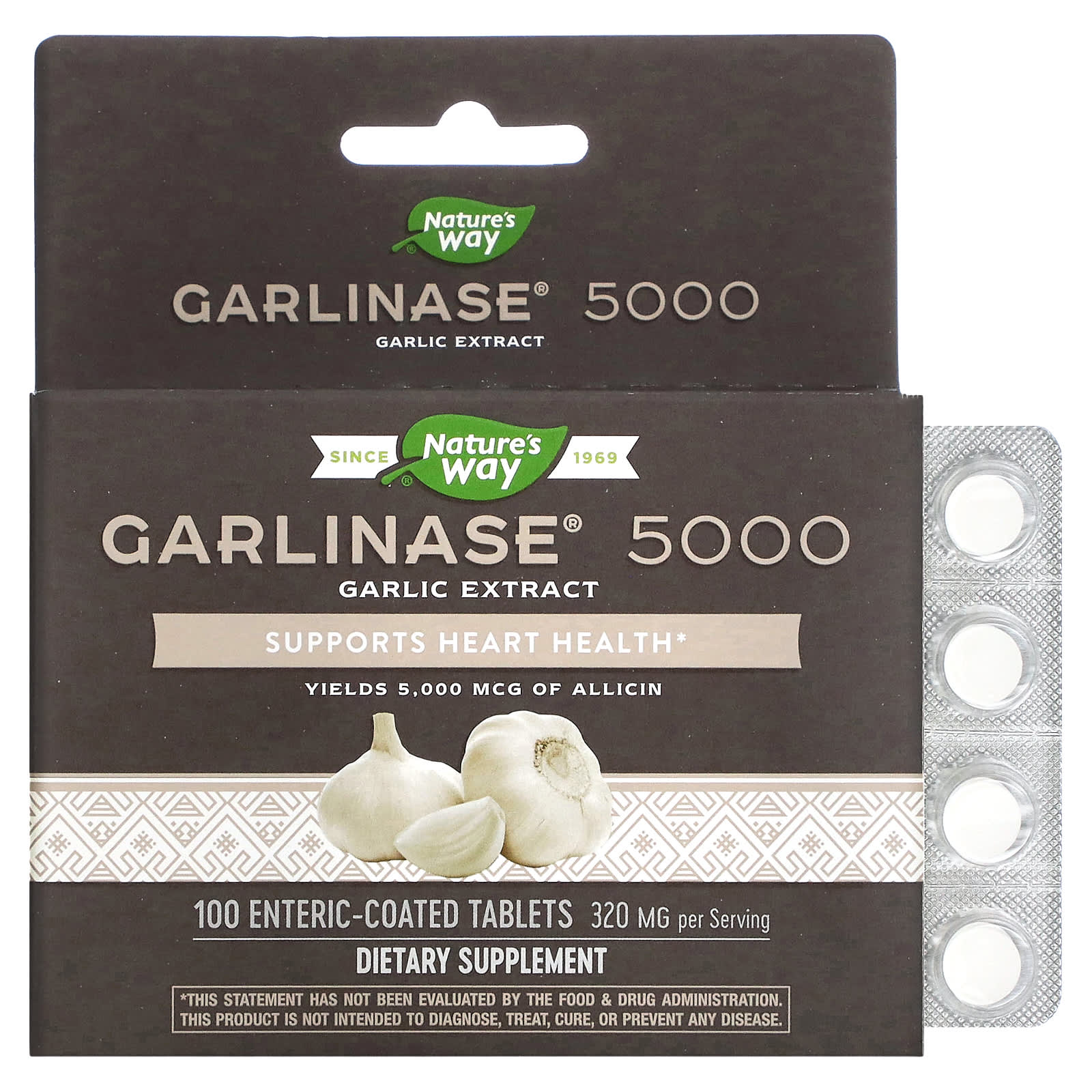 Nature’s Way, Garlinase 5000, 320 mg, 100 Tablets UPC 763948085019 | Hilife Vitamins