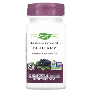 Nature's Way, Bilberry EXTRACT caps 80 mg, 60 Vegetarian Capsules - 763948085866 | Hilife Vitamins