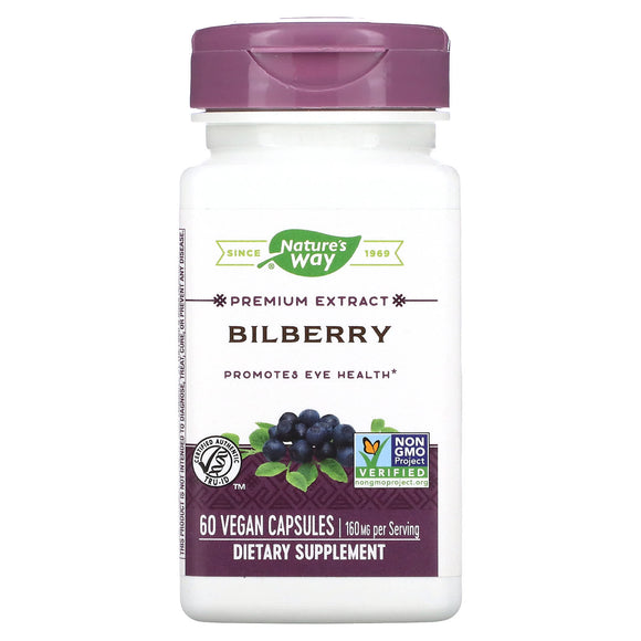 Nature's Way, Bilberry EXTRACT caps 80 mg, 60 Vegetarian Capsules - 763948085866 | Hilife Vitamins