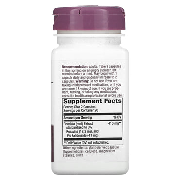Nature’s Way, Rhodiola, 40 Vegan Capsules UPC 763948089345 | HiLife Vitamins