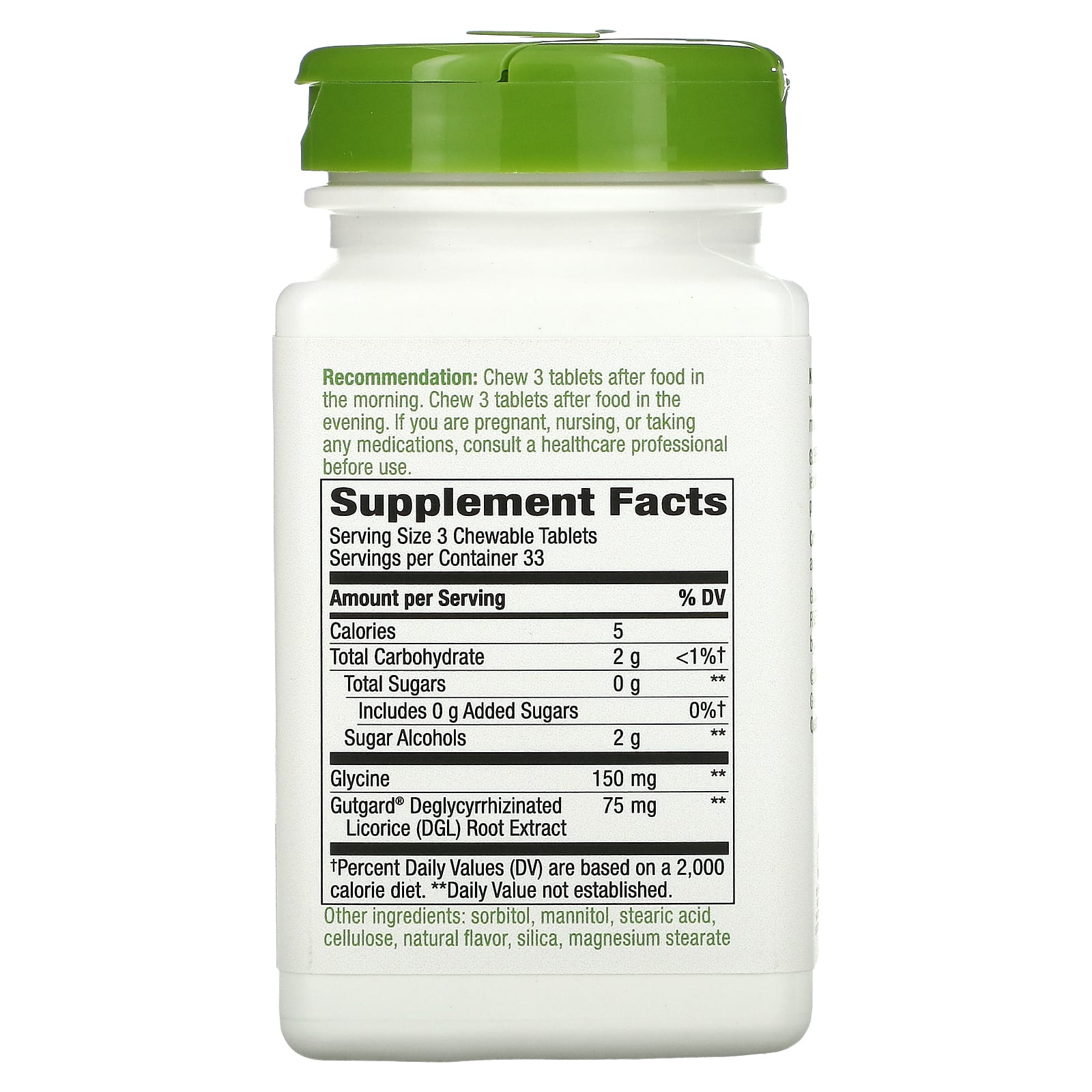 Nature’s Way, Dgl-Ff No Sugar Or Fructose Chew, 100 Tablets UPC 763948090211 | Hilife Vitamins