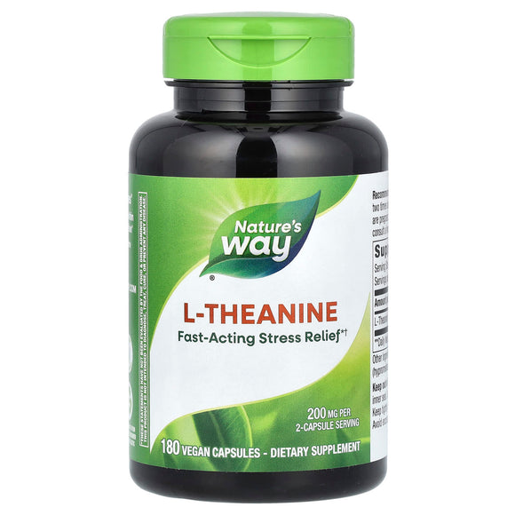 Nature’s Way, L-Theanine 100 mg, 180 Capsules - 763948095506 | Hilife Vitamins