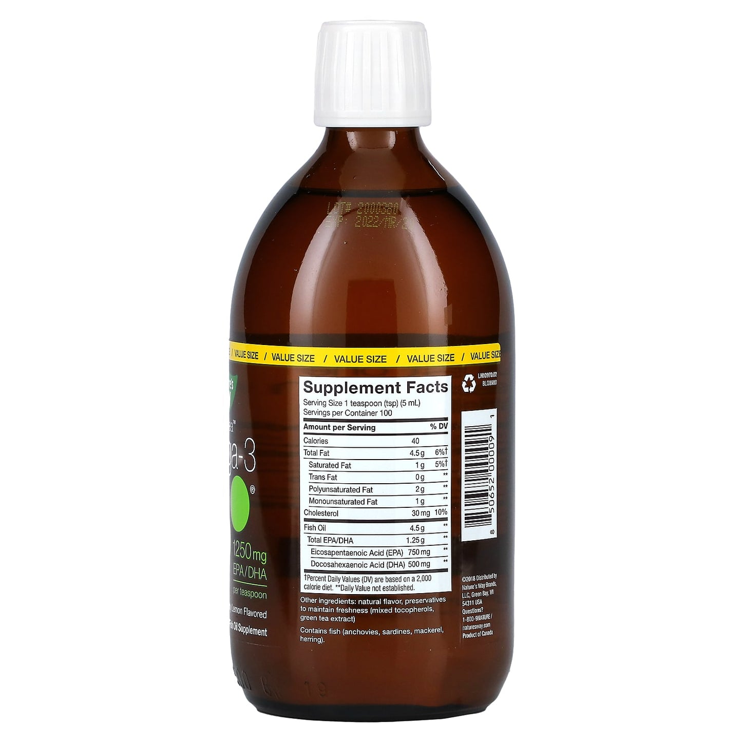 Nature’s Way, NutraSea, Omega-3, Zesty Lemon, 16.9 fl oz UPC 850652000091 | Hilife Vitamins