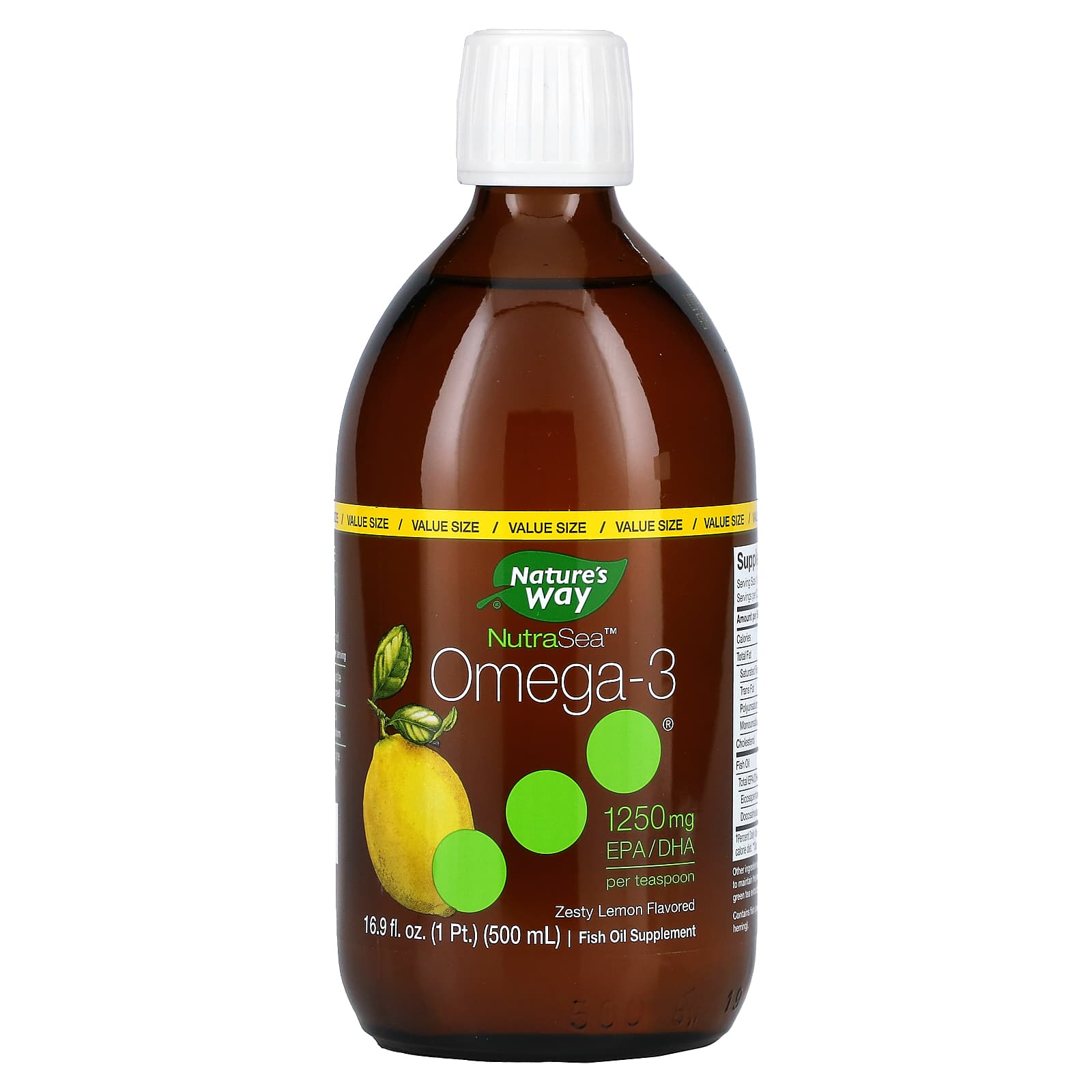 Nature’s Way, NutraSea, Omega-3, Zesty Lemon, 16.9 fl oz UPC 850652000091 | Hilife Vitamins