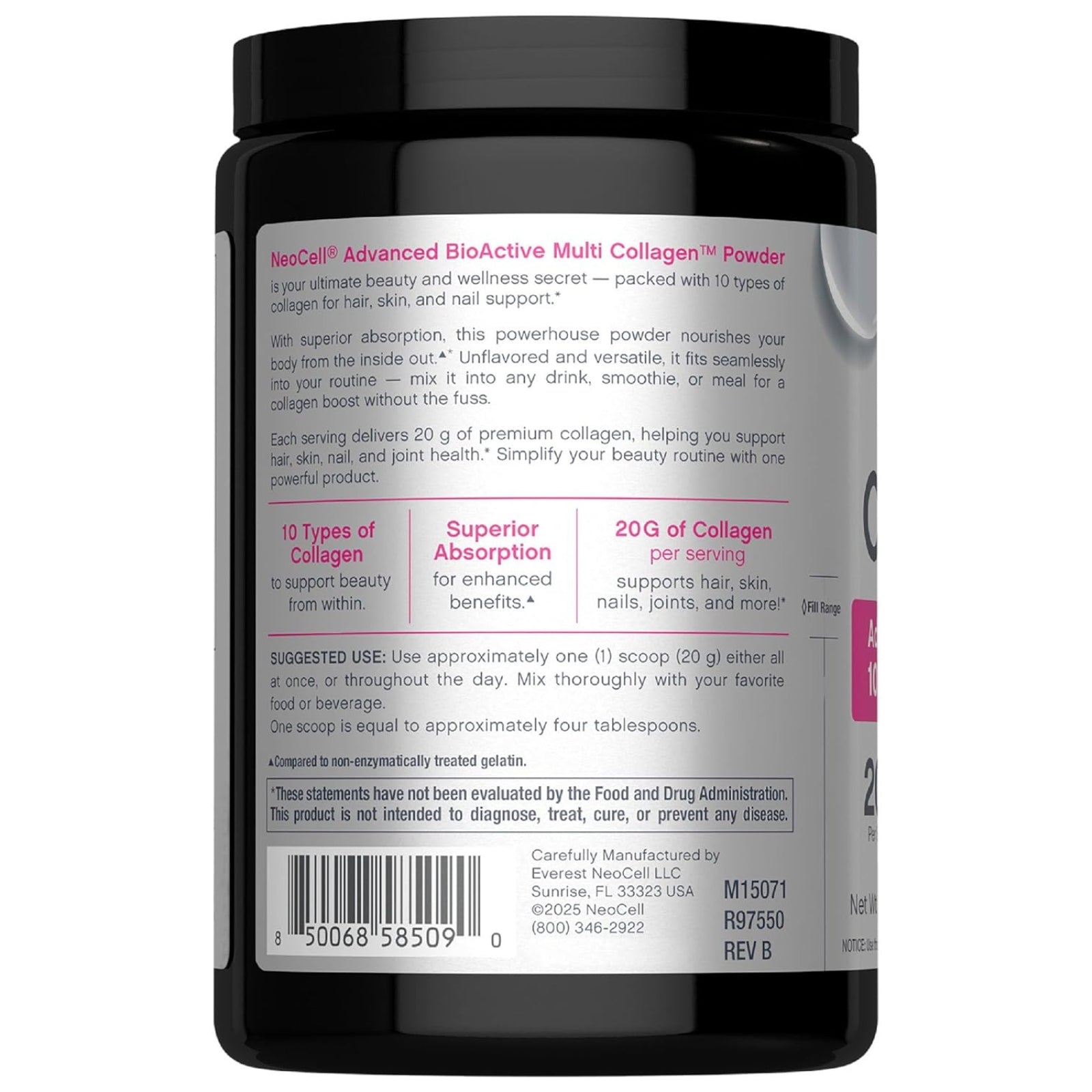 NeoCell, Multi Collagen, Advanced Beauty Series, 9 oz (255 g) UPC 850068585090 | HiLife Vitamins