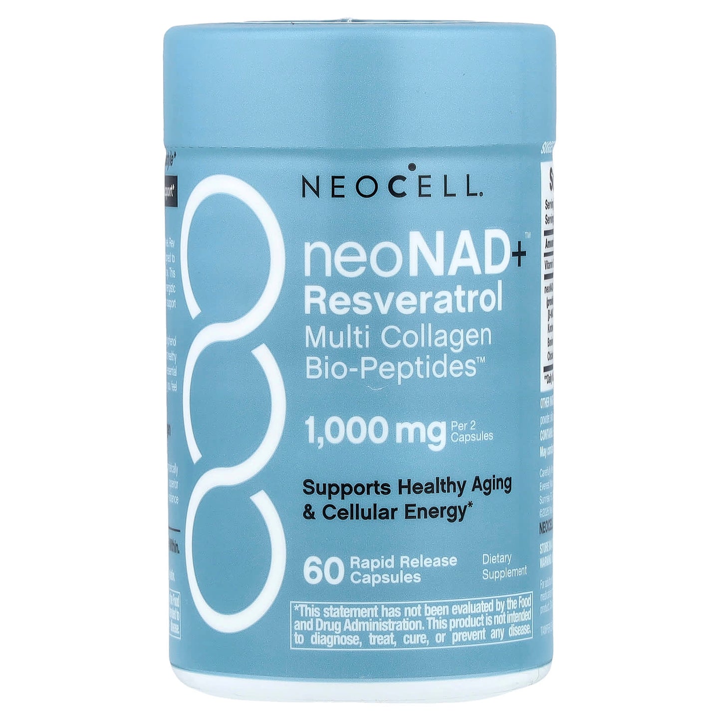 NeoCell, neoNad+™ Resveratrol, Multi Collagen Bio-Peptides™, 60 Rapid Release Capsules UPC 850078466037 | Hilife Vitamins